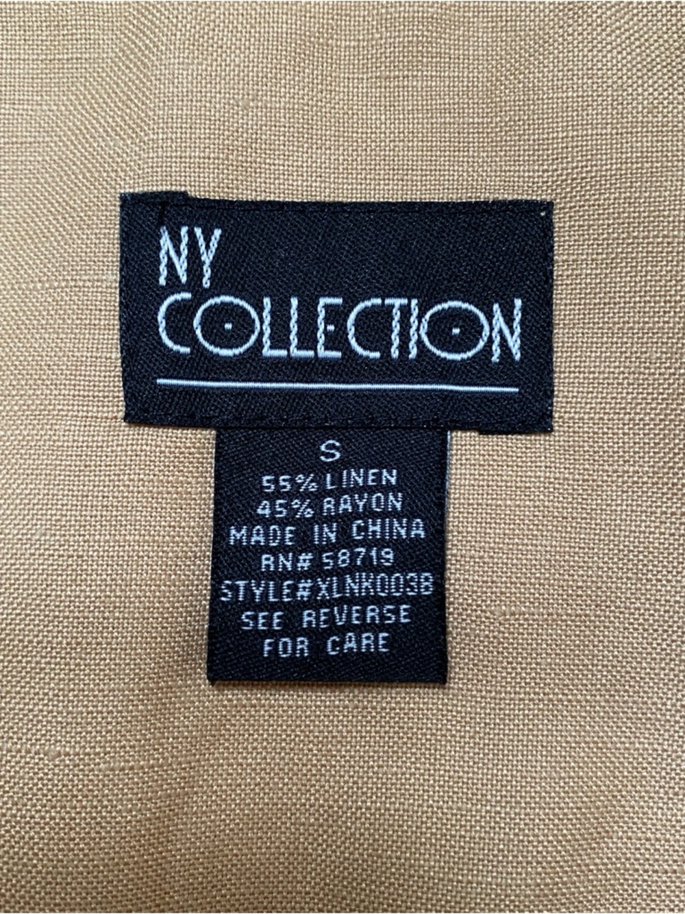 NY Collection Neutral Minimalist Tan Sand Linen Rayon Wrap Midi Skirt S - Picture 6 of 8